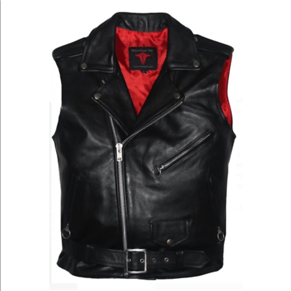 Men's Sleeveless Biker Style Motorcycle Vest - Picture 1 of 4